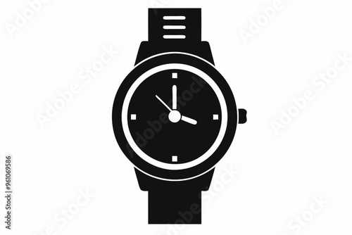 Hand watch silhouette vector, classic hand wrist watch icon	
