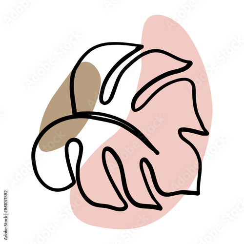 Tropical Monstera Plant Outline Illustration