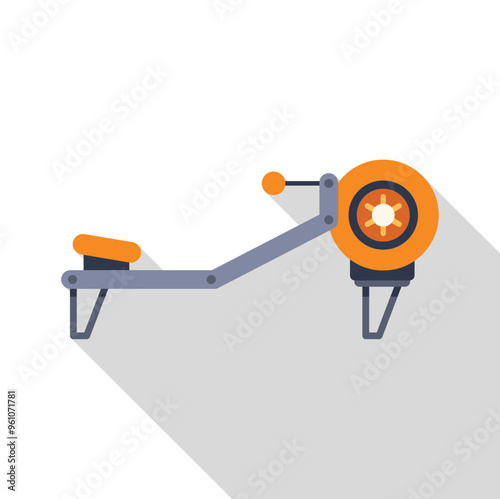 This rowing machine icon represents gym equipment for working out and staying fit
