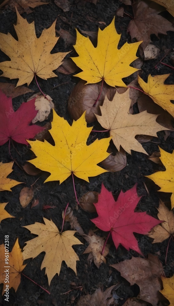 Close-Up of Colorful Autumn Leaves on the Ground Close-Up of Colorful Autumn Leaves on the Ground