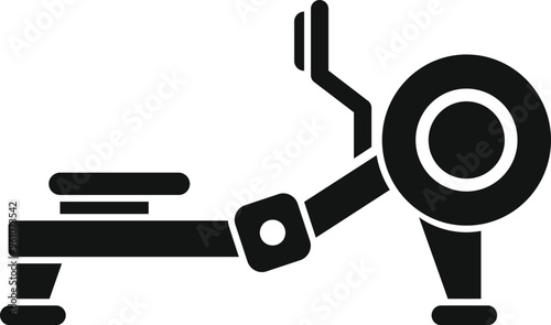 This simple, bold icon represents a rowing machine, perfect for conveying concepts of fitness and exercise