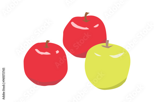 3個のシンプルなリンゴのイラスト（主線なし）