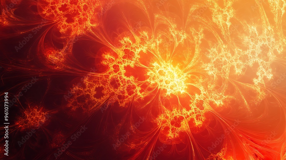 Abstract fiery fractal background with a glowing center. Abstract fiery fractal background with a glowing center.