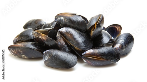 Fresh Mussels in a Shell with a Rustic Background