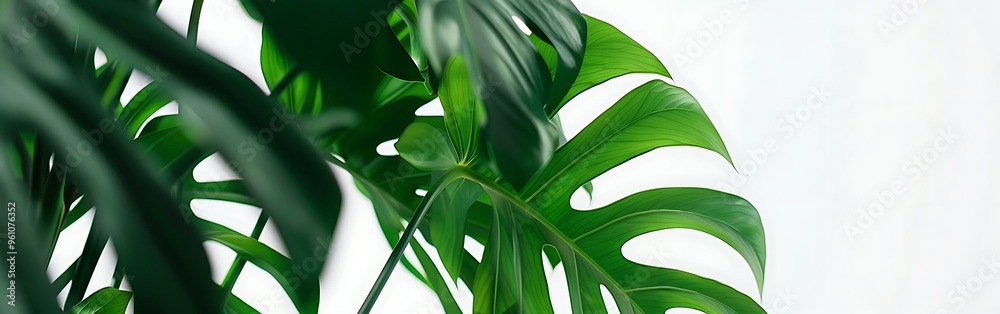 Obraz premium closeup large green monster leaves.