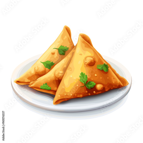 Crispy Indian Samosas Illustration