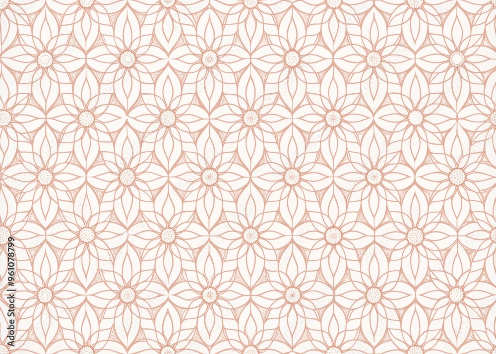 Illustrate a geometric light pink flower pattern on a white background, with clean lines and modern styling, suitable for contemporary graphic design and visual art. Illustrate a geometric light pink flower pattern on a white background, with clean lines and modern styling, suitable for contemporary graphic design and visual art.