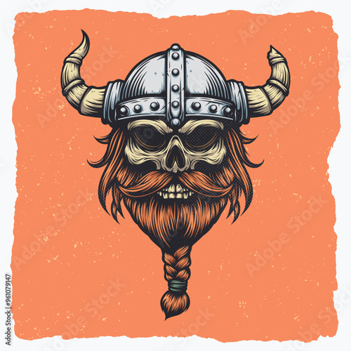 Viking Skull with Horn Helmet