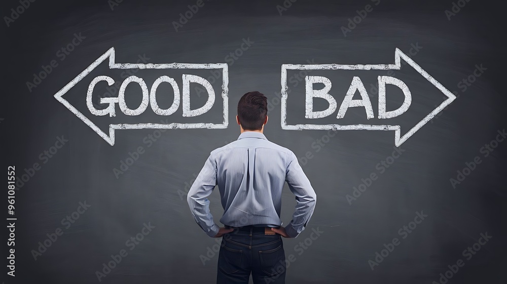 Good or bad choice concept, business ethics Good or bad choice concept, business ethics