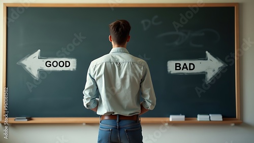 Good or bad choice concept, business ethics photo