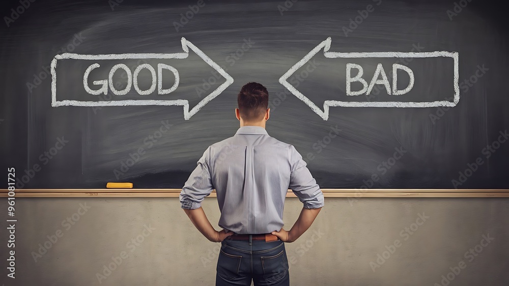 Good or bad choice concept, business ethics Good or bad choice concept, business ethics