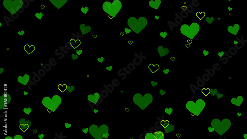 green hearts pattern on black background wallpaper 