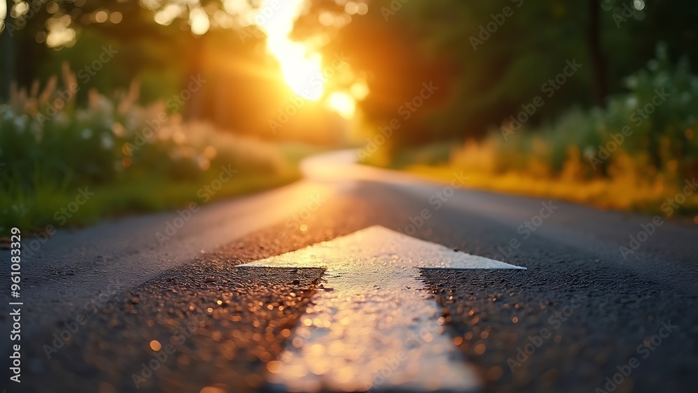A straight road with an arrow painted on it leading to the horizon, symbolizing goal setting and achievement Generative AI A straight road with an arrow painted on it leading to the horizon, symbolizing goal setting and achievement Generative AI