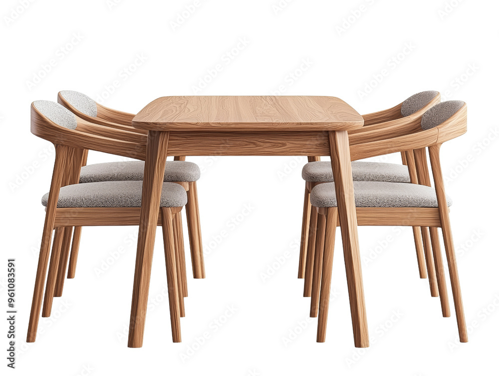 Modern wooden dining table with upholstered chairs design Modern wooden dining table with upholstered chairs design