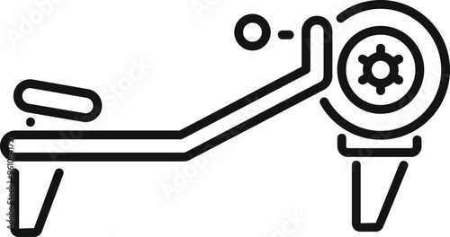 Simple vector icon of a rowing machine, perfect for conveying concepts of fitness, exercise, and gym workouts