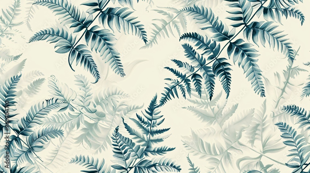 212. Detailed seamless pattern featuring fern and ivy leaves in a flowing arrangement, emphasizing fine natural details against a light backdrop 212. Detailed seamless pattern featuring fern and ivy leaves in a flowing arrangement, emphasizing fine natural details against a light backdrop