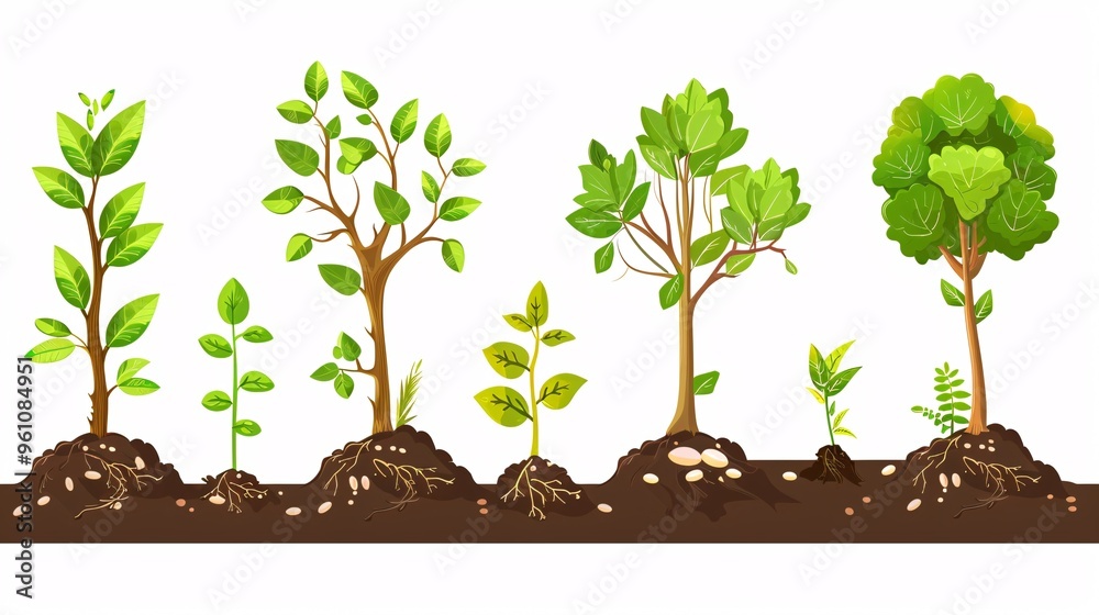219. Comprehensive vector infographic of the tree planting stages ...