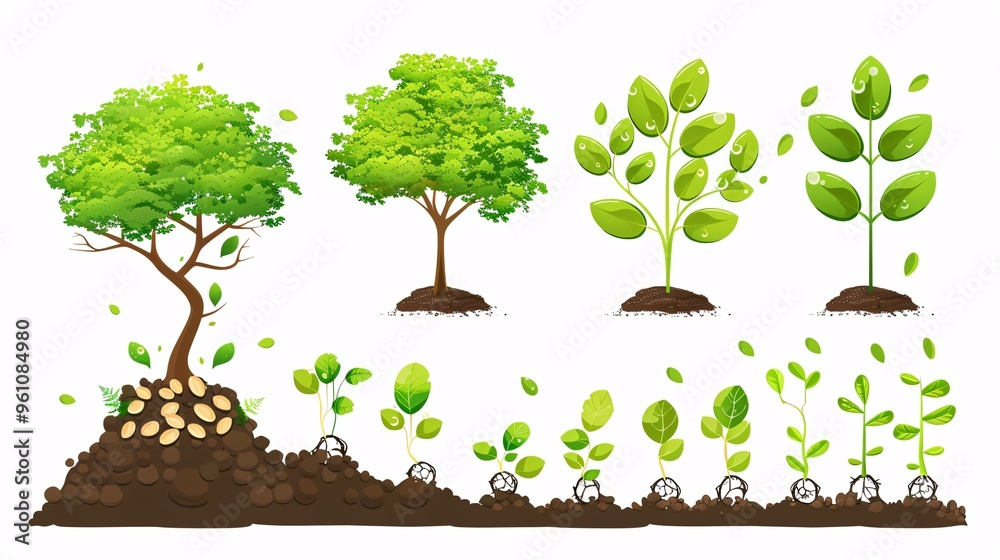 220. Vector illustration infographic depicting tree planting steps ...