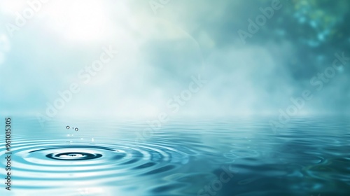 228. Serene spa background with a calming blue water surface, highlighted by gentle rings and ripples, perfect for creating a renewing ambiance