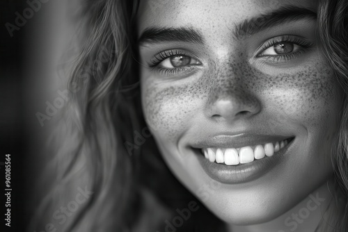 Black and White Freckled Smile