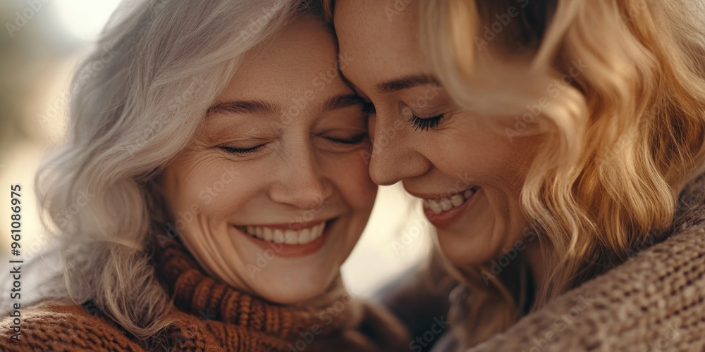 Nostalgic Hug Between Two Women Nostalgic Hug Between Two Women