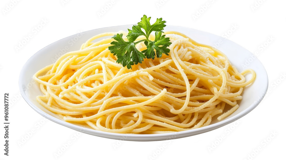 Close Up of Delicious Spaghetti with Parsley Garnish Close Up of Delicious Spaghetti with Parsley Garnish