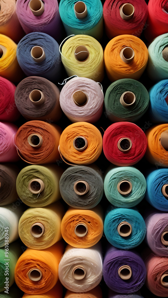 Various Thread rolls filled in seamless background with colorful cotton threads of all colors, wide perspective wallpaper style, thread rolls backdrop
Various Thread rolls filled in seamless background with colorful cotton threads of all colors, wide perspective wallpaper style, thread rolls backdrop
