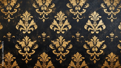 A black and gold damask pattern.
