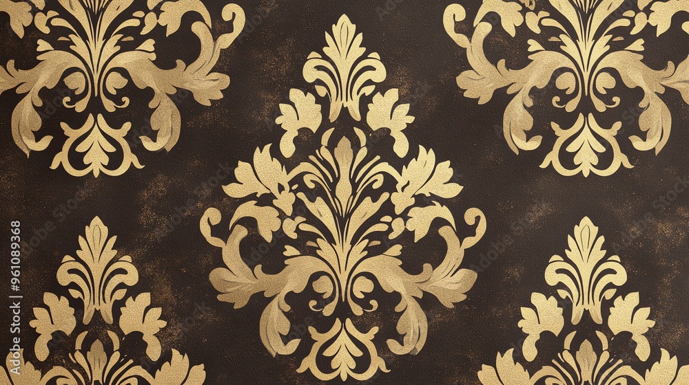 Gold and black damask pattern background. Gold and black damask pattern background.
