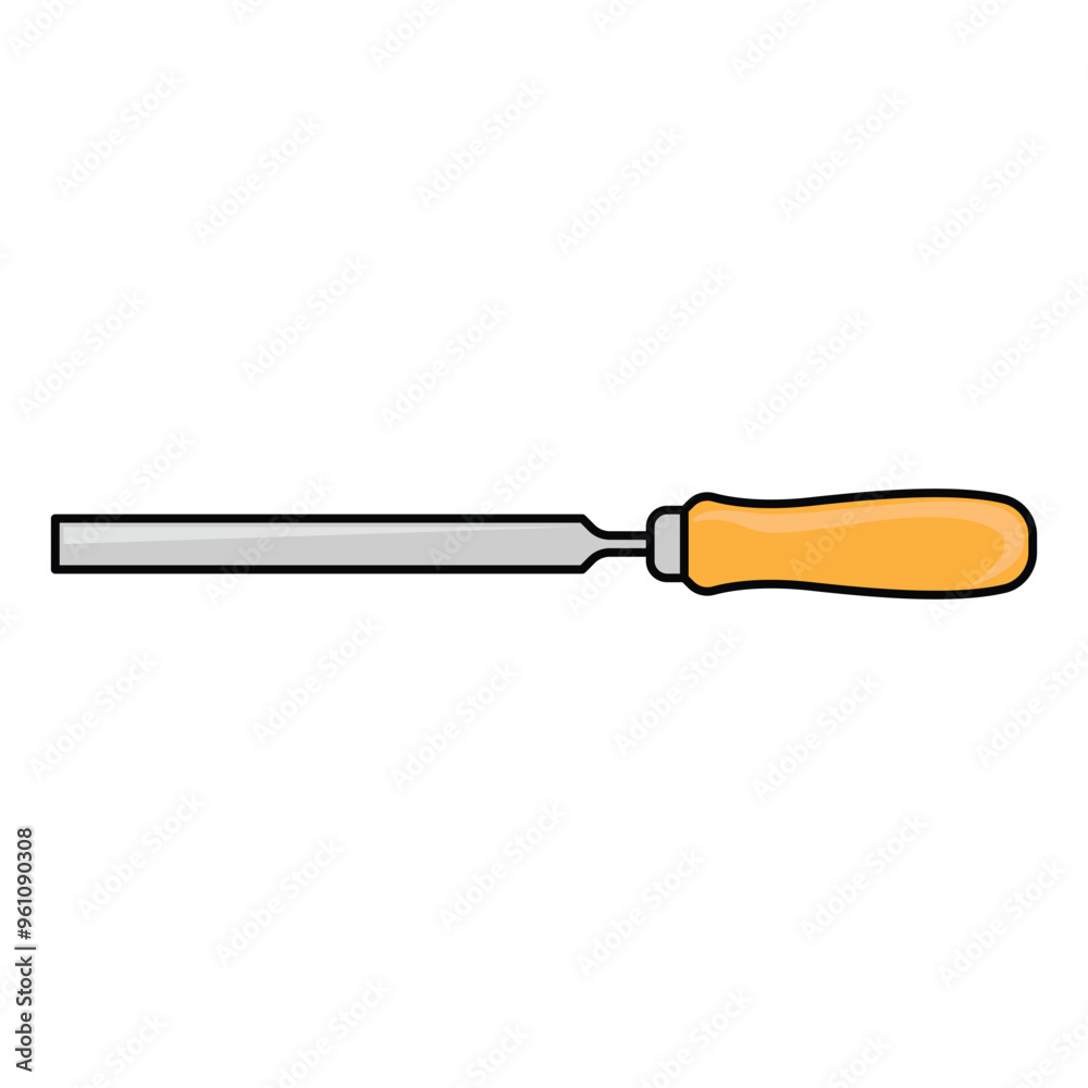 Vector Illustration Wood Carving Chisel isolated on white background. Carpentry hand tools with wooden handle. Vector Illustration Wood Carving Chisel isolated on white background. Carpentry hand tools with wooden handle.