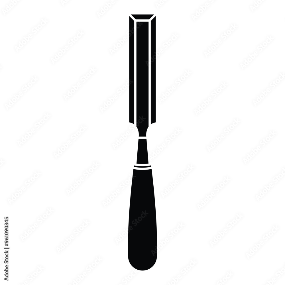 Vector Illustration Wood Carving Chisel isolated on white background. Carpentry hand tools with wooden handle.