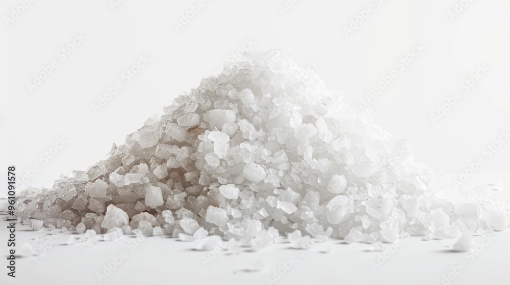 White rock salt heap on white backdrop White rock salt heap on white backdrop
