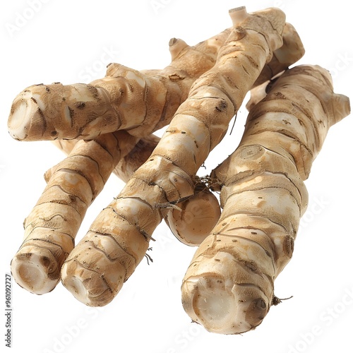 aromatic ginger in plain white background, kluwak, photo