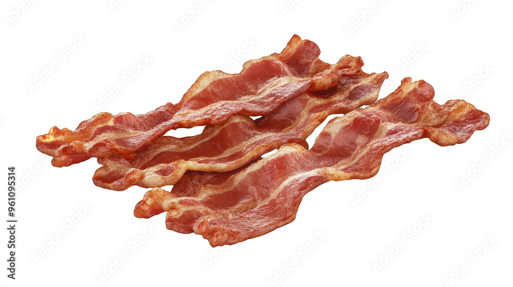 Crispy Cooked Bacon Strips on Checkered Background Crispy Cooked Bacon Strips on Checkered Background