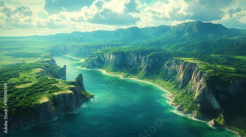 Aerial View of a Lush Coastal Landscape