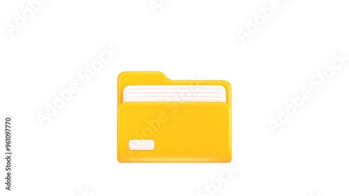 folder, file and document icon animation 3d render