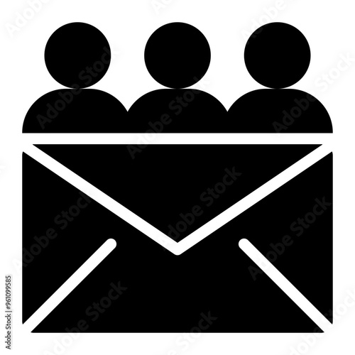 mailing list, email, group, newsletter, information technology solid or glyph icon