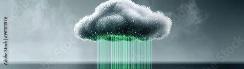 Futuristic Cloud Computing Concept with Digital Data Streams and Abstract Technology Background photo