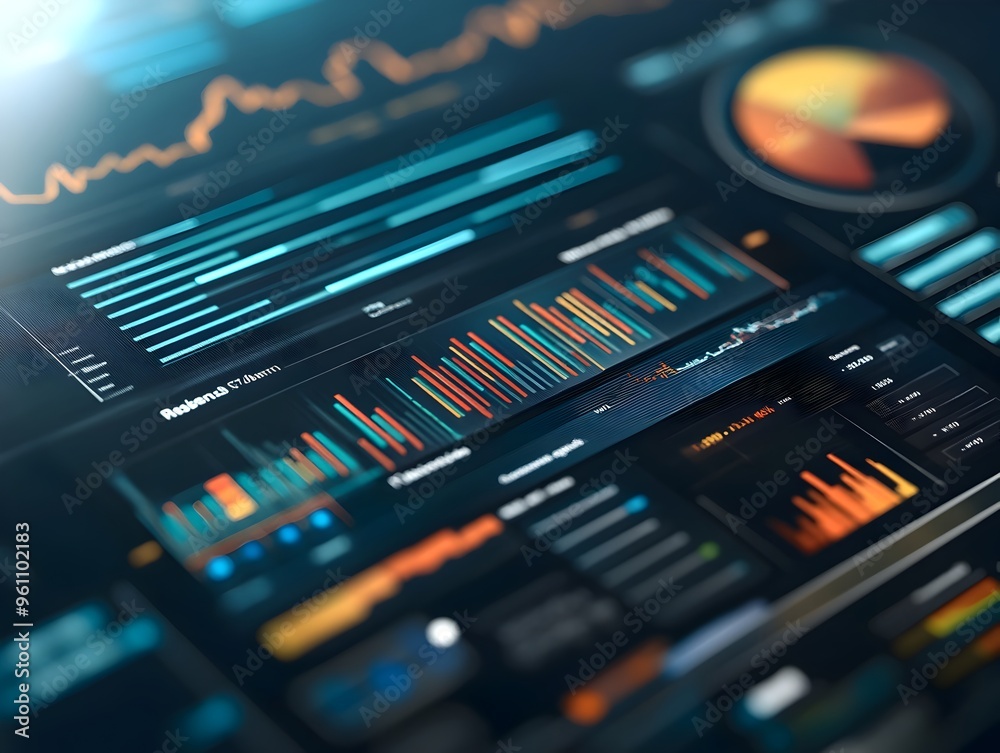 Obraz premium Comprehensive Financial Report with Dynamic Data Visualizations and Informative Infographic Layout