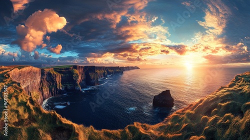 Dramatic Sunset over the Cliffs of Moher photo