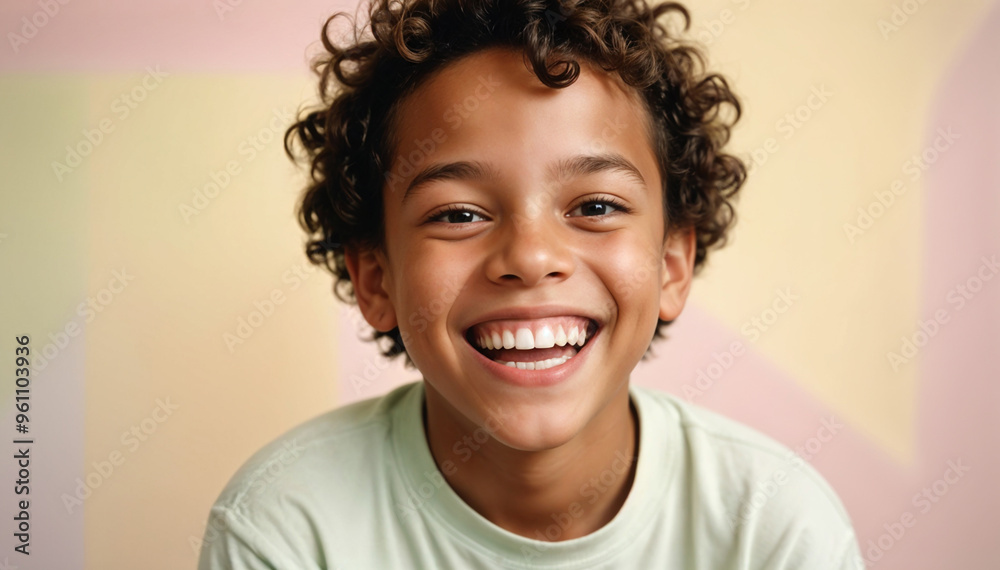 Happy young child with autism, smiling on World Autism Awareness Day. April 2nd Happy young child with autism, smiling on World Autism Awareness Day. April 2nd