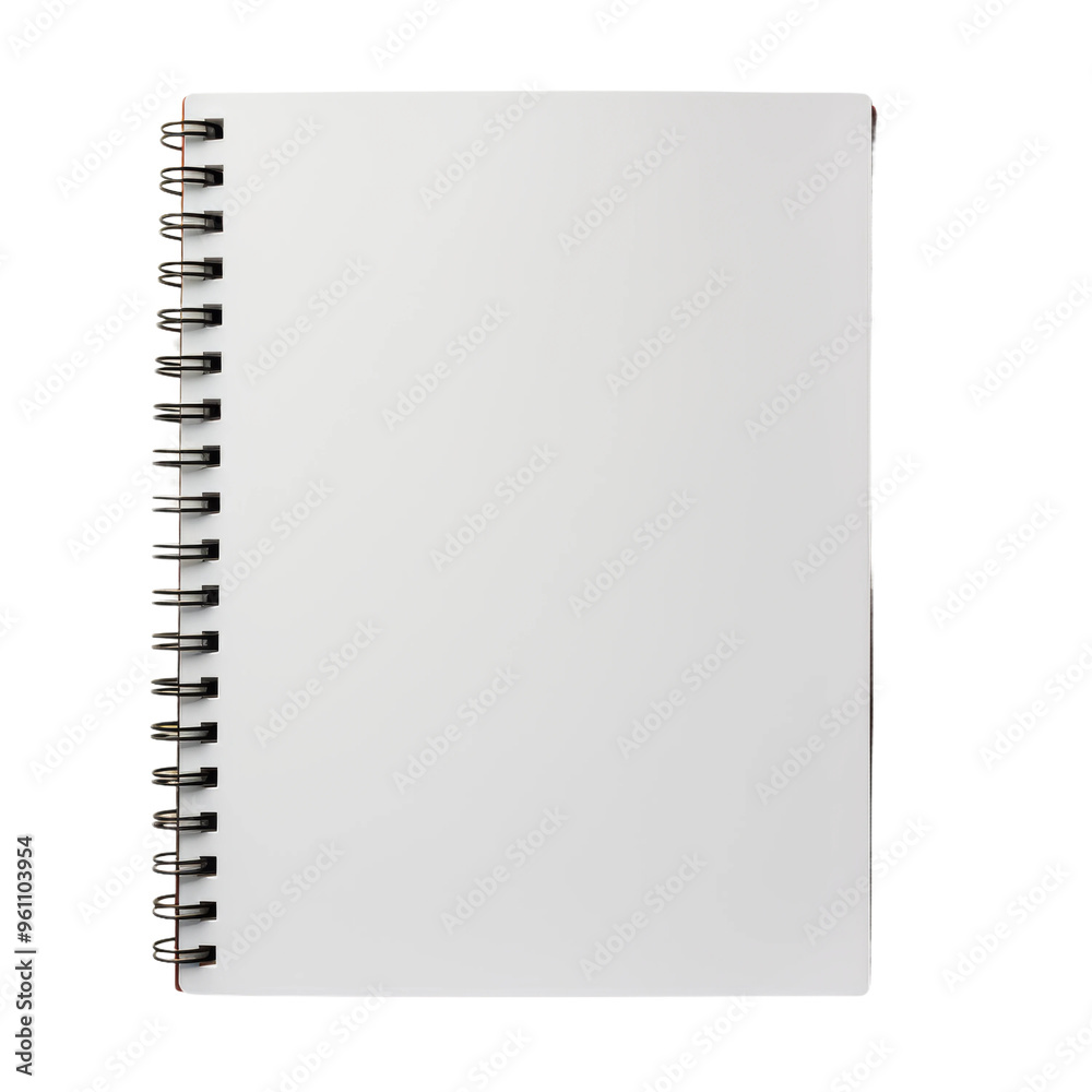 Blank spiral bound notebook for writing, drawing, or planning activities Blank spiral bound notebook for writing, drawing, or planning activities