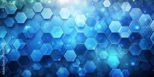 Wallpaper Mural Abstract of blue hexagons with bokeh background for graphic design projects Torontodigital.ca