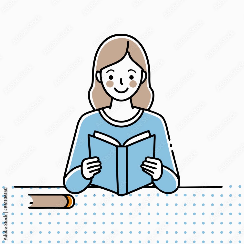 Girl reading book in minimalistic vector image illustration
Girl reading book in minimalistic vector image illustration