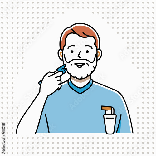 Man shaving his beard with an electric razor