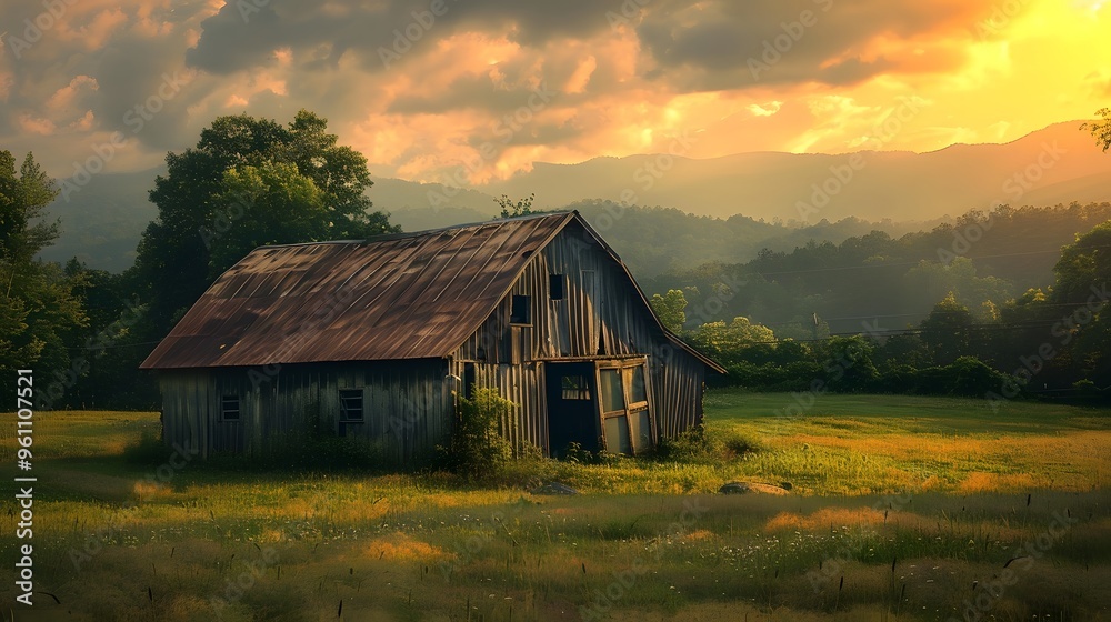 Rustic Barn at Sunset in the Appalachian Mountains Rustic Barn at Sunset in the Appalachian Mountains