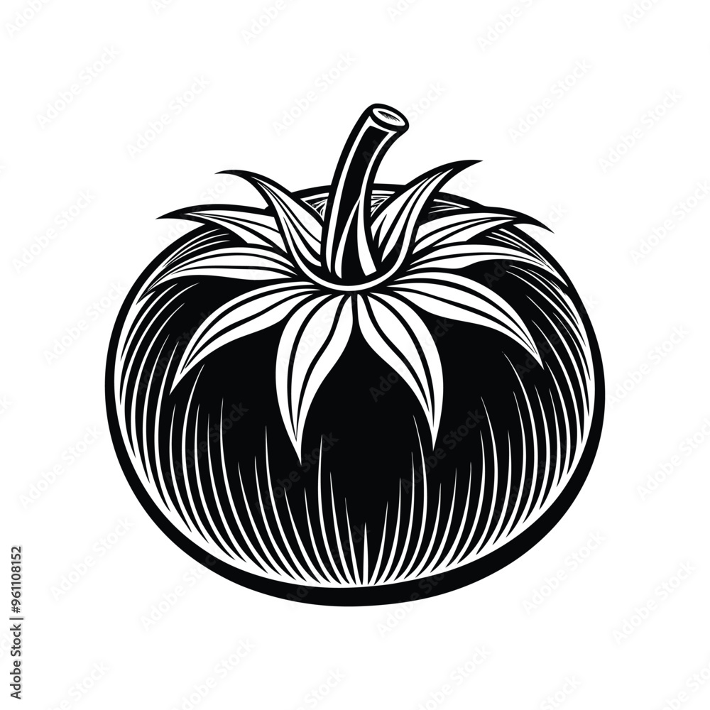 Simple Tomato Silhouette Icon. Flat Design with Leaves for Food Apps Simple Tomato Silhouette Icon. Flat Design with Leaves for Food Apps
