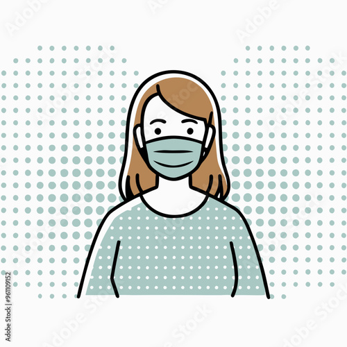 Woman wearing face mask on dotted background