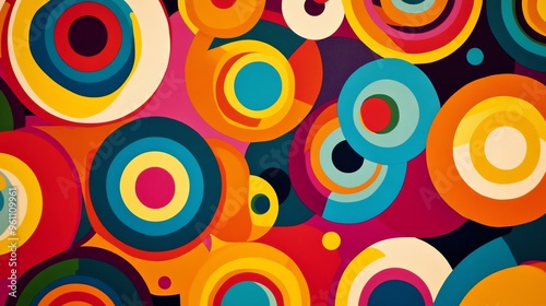 Abstract colorful geometric pattern with overlapping circles.