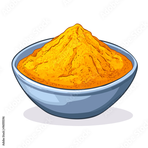 Turmeric Powder in Bowl Illustration
